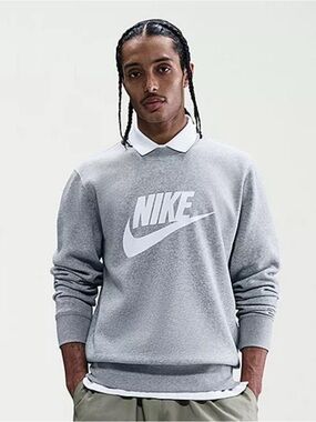 Nike Grey Crewneck Sweatshirt with White Swoosh